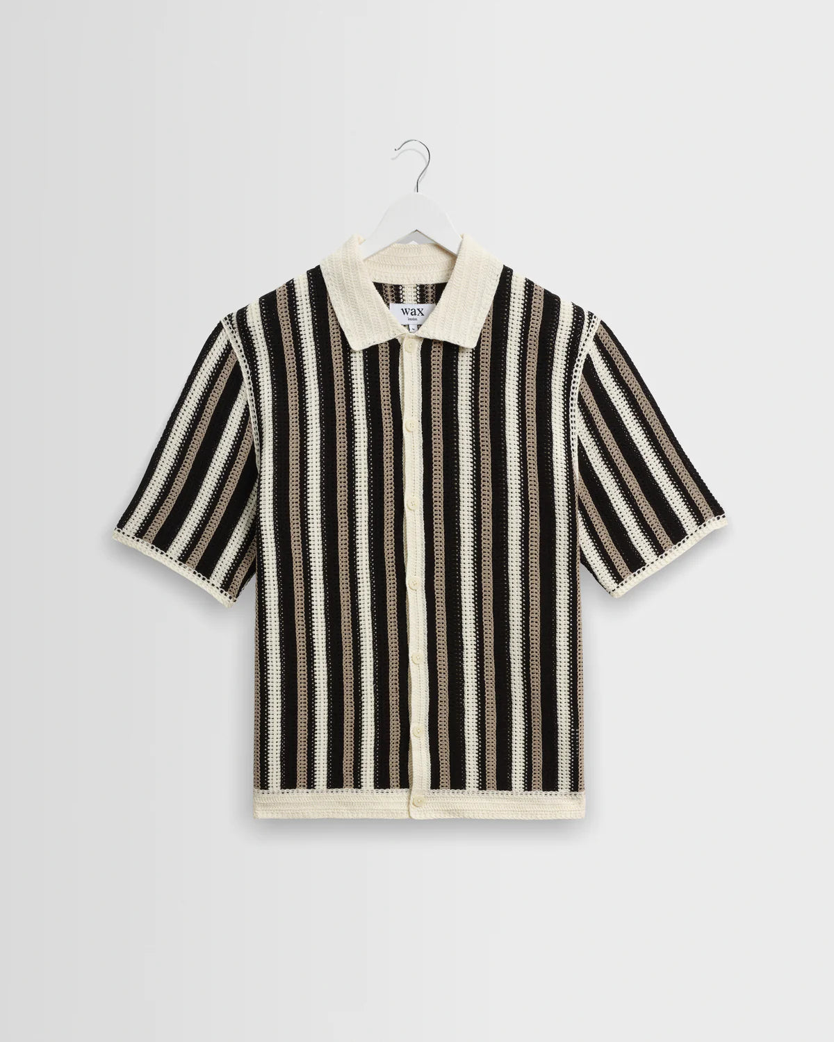 ポルトシャツ STRIPE CROCHET (ECRU/BLACK)