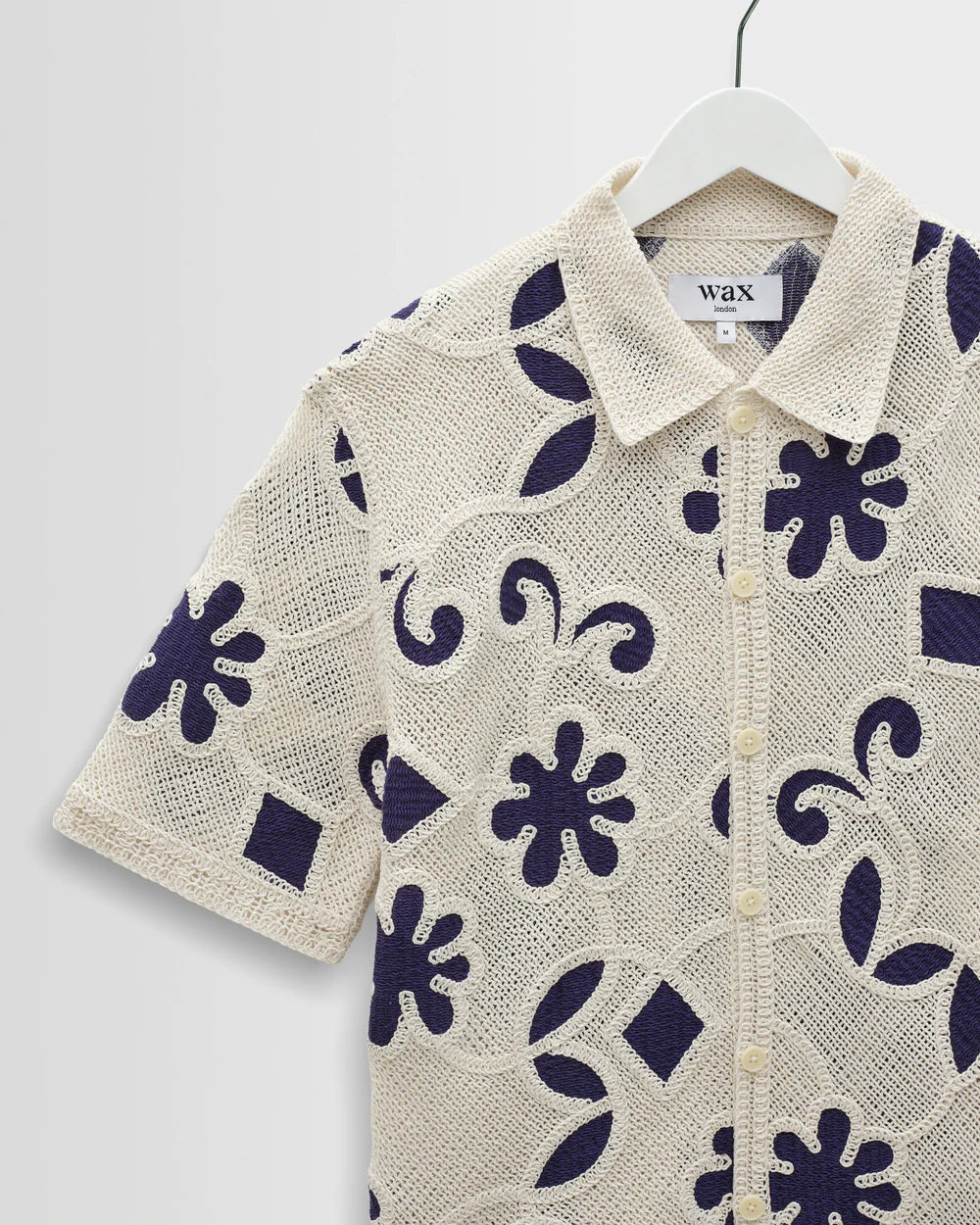 ポルトシャツ DOODLE CROCHET (ECRU/DARK BLUE)