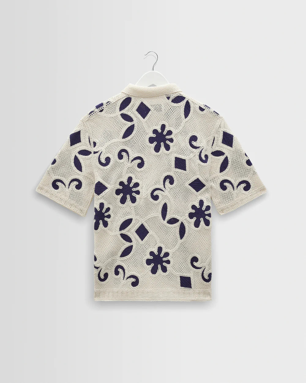 ポルトシャツ DOODLE CROCHET (ECRU/DARK BLUE)