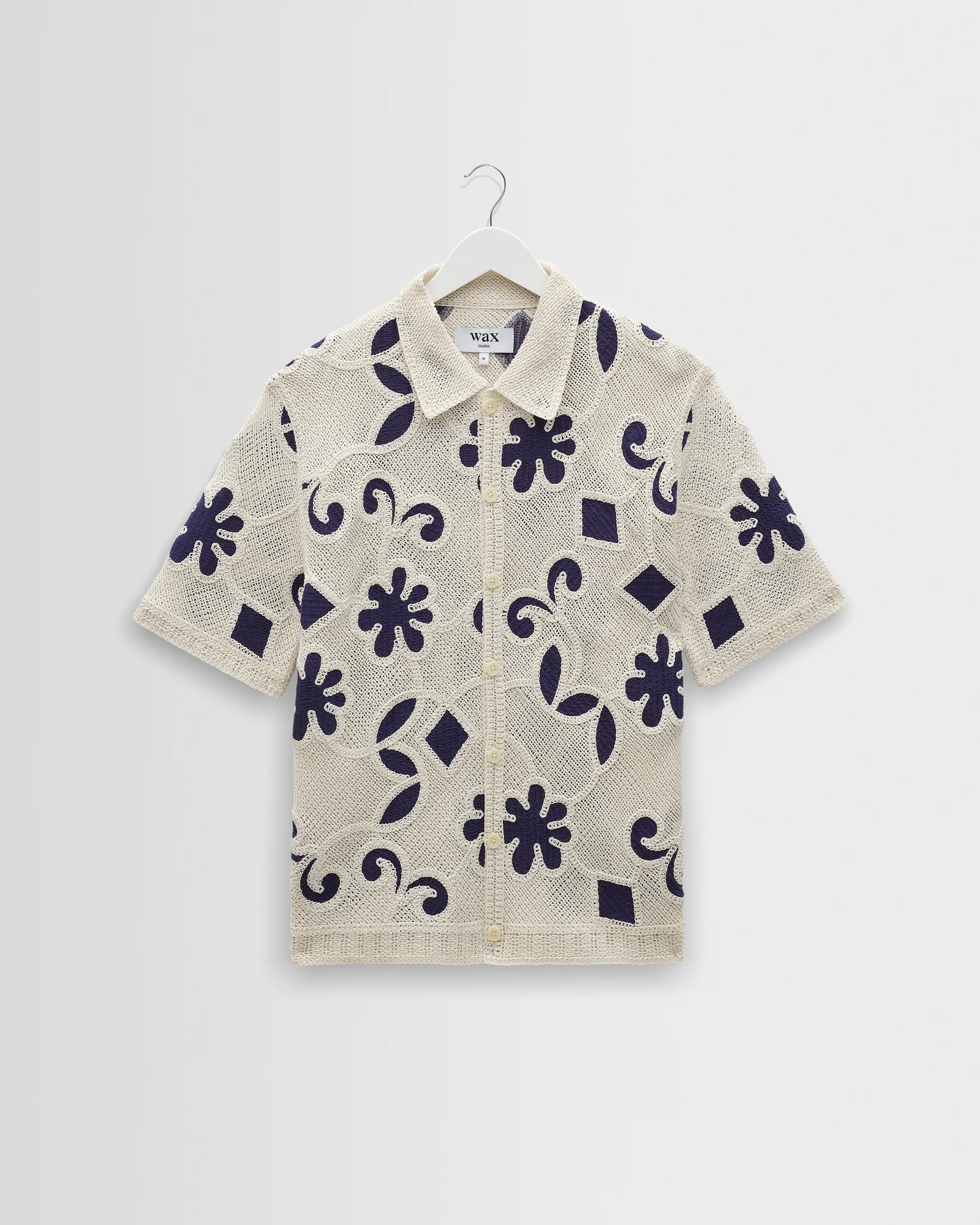 ポルトシャツ DOODLE CROCHET (ECRU/DARK BLUE)