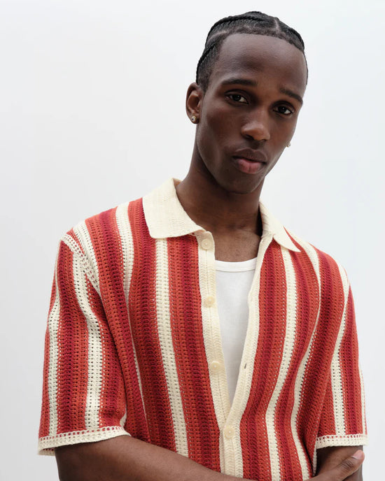 ポルトシャツ STRIPE (ECRU/ORANGE)