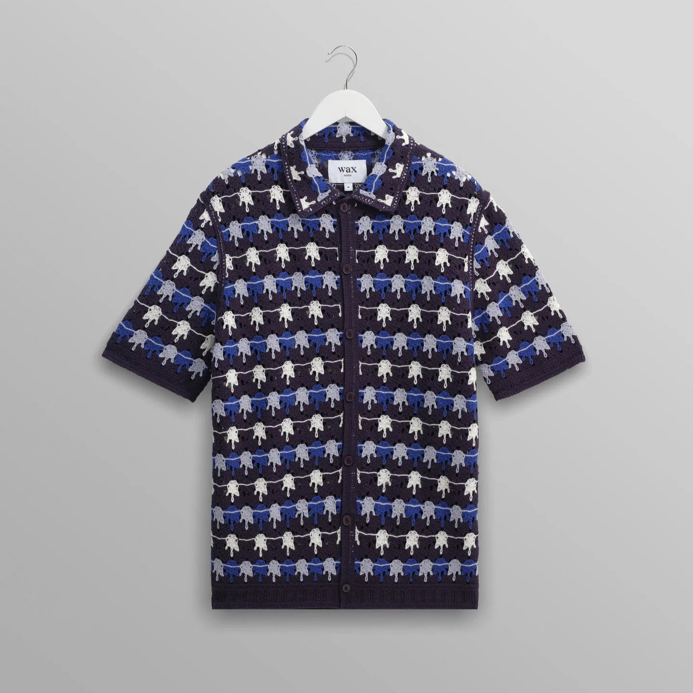 ヘトンルワー✨ ポルトシャツ SPLASH CROCHET (BLUE)│wax london ワックスロンドン