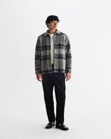 【予約】オーバーシャツ NOLAN WOOL CHECK (GREY BLUE)