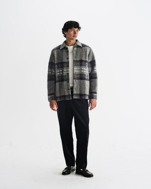 【予約】オーバーシャツ NOLAN WOOL CHECK (GREY BLUE)