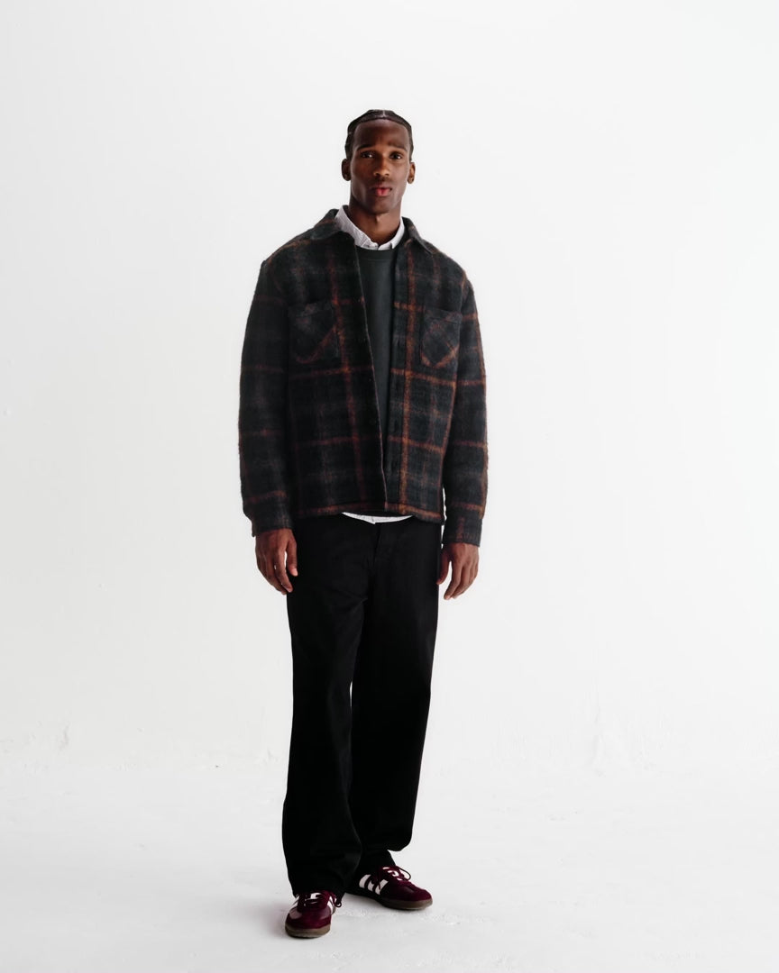 【予約】オーバーシャツ DRAWN CHECK (TEAL/ORANGE)