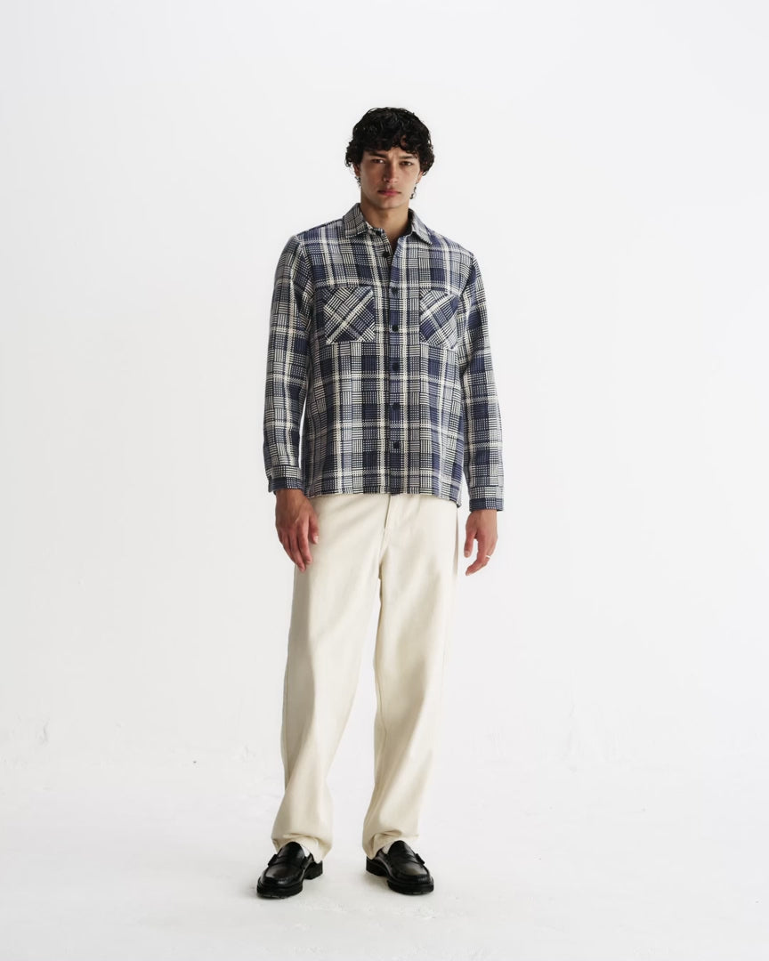 【予約】オーバーシャツ BASKET WEAVE (BLUE/ECRU)