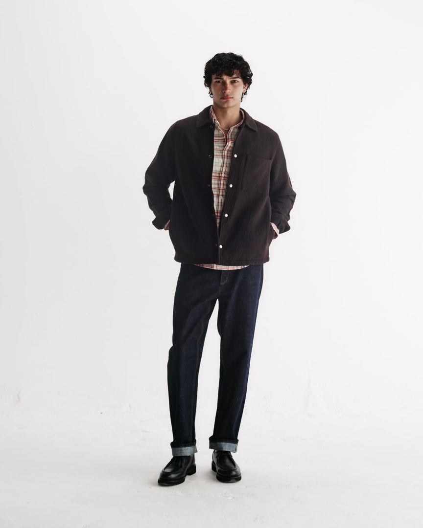 オーバーシャツ ROMER HEAVY CRINKLE COTTON (DARK BROWN)
