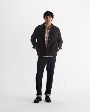 【予約】オーバーシャツ ROMER HEAVY CRINKLE COTTON (DARK BROWN)