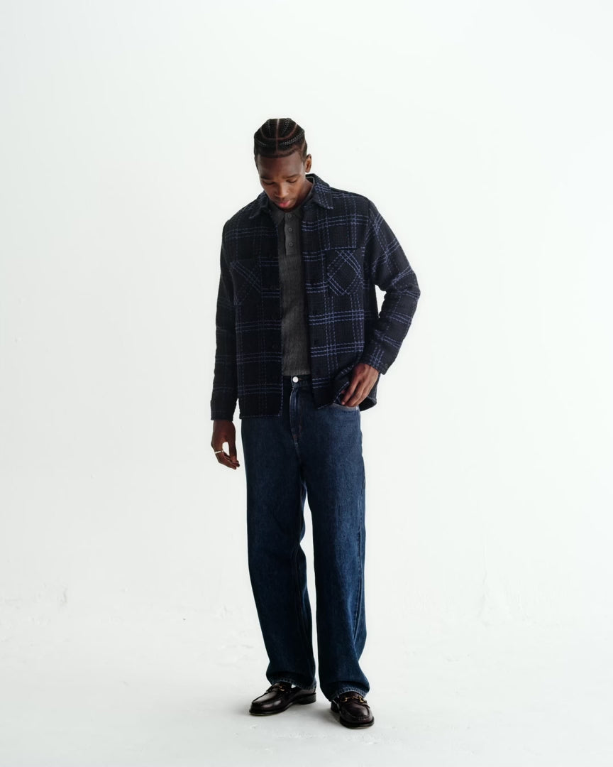 【予約】オーバーシャツ SKATE CHECK (NAVY/BLUE)