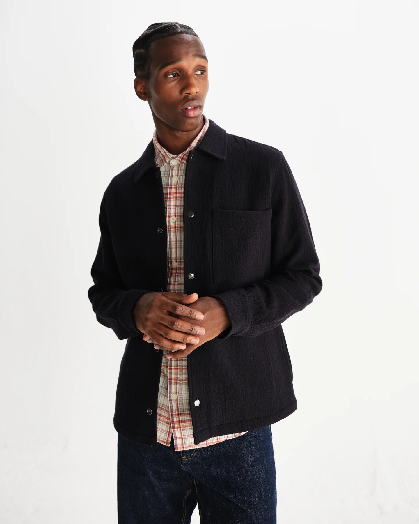 オーバーシャツ ROMER HEAVY CRINKLE COTTON (BLACK)