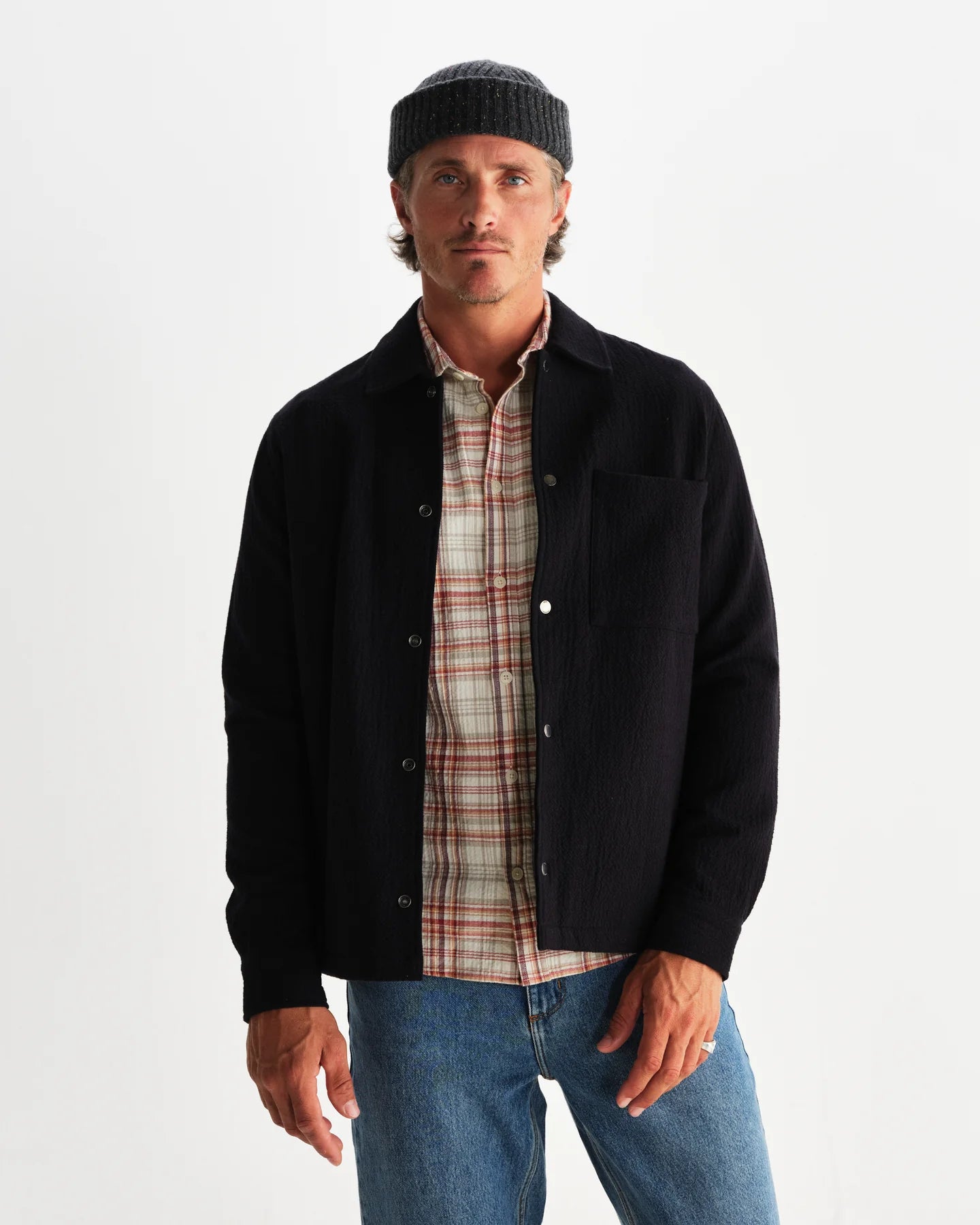 オーバーシャツ ROMER HEAVY CRINKLE COTTON (BLACK)