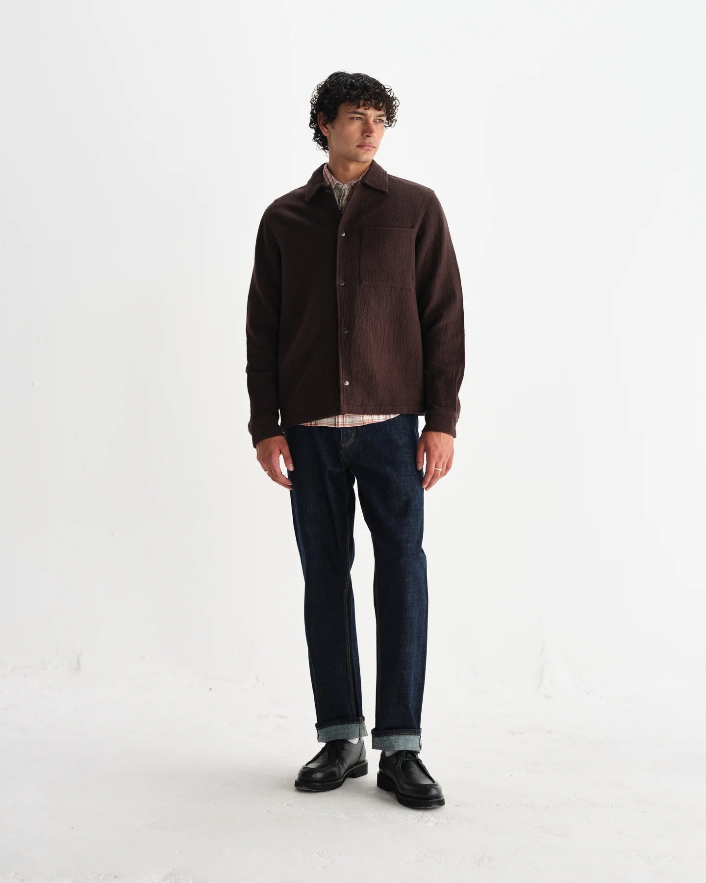 オーバーシャツ ROMER HEAVY CRINKLE COTTON (DARK BROWN)
