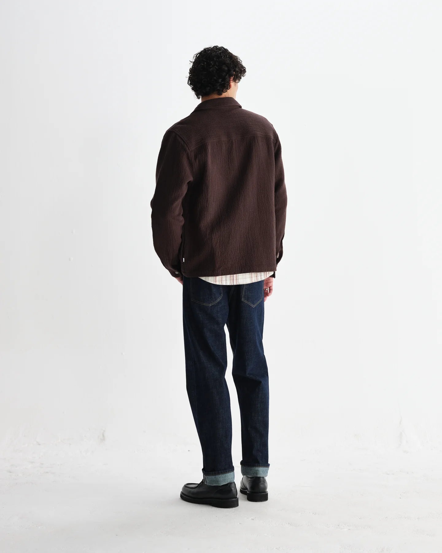 オーバーシャツ ROMER HEAVY CRINKLE COTTON (DARK BROWN)