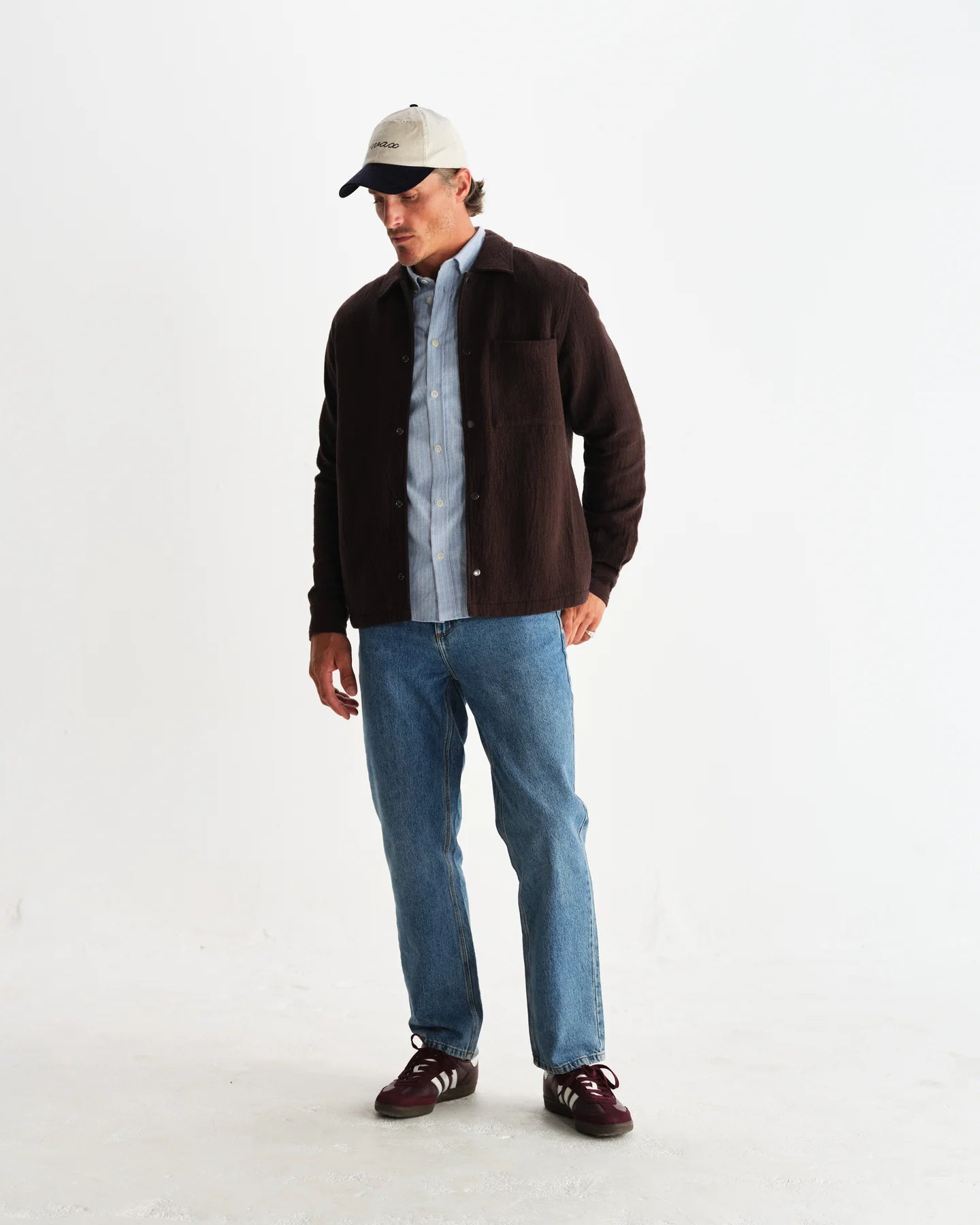 オーバーシャツ ROMER HEAVY CRINKLE COTTON (DARK BROWN)