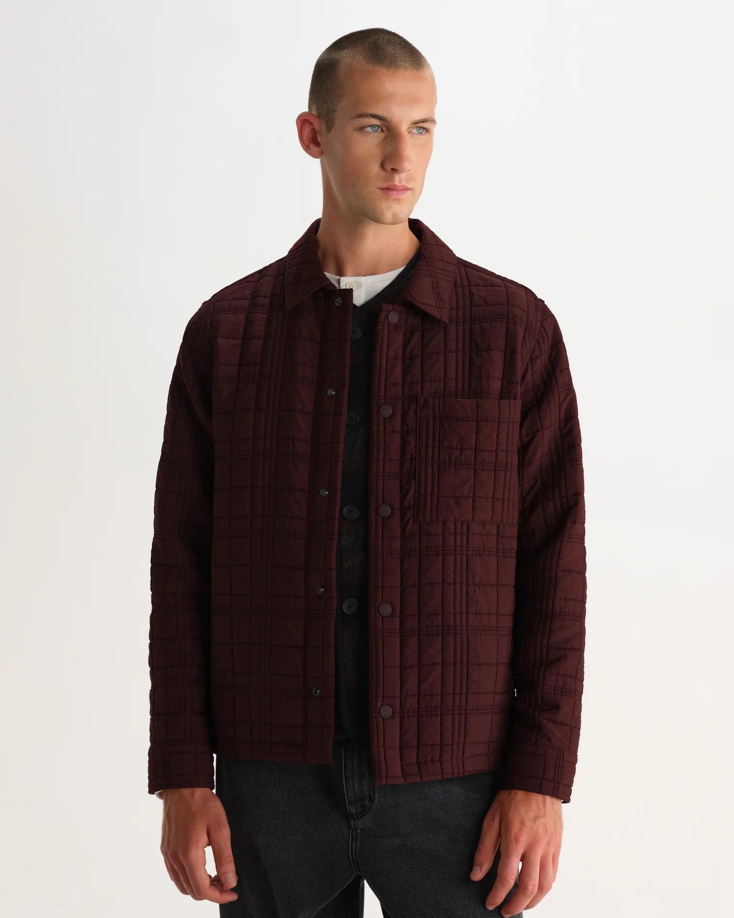 オーバーシャツ ROMER CHECK QUILTN (DARK BURGUNDY)