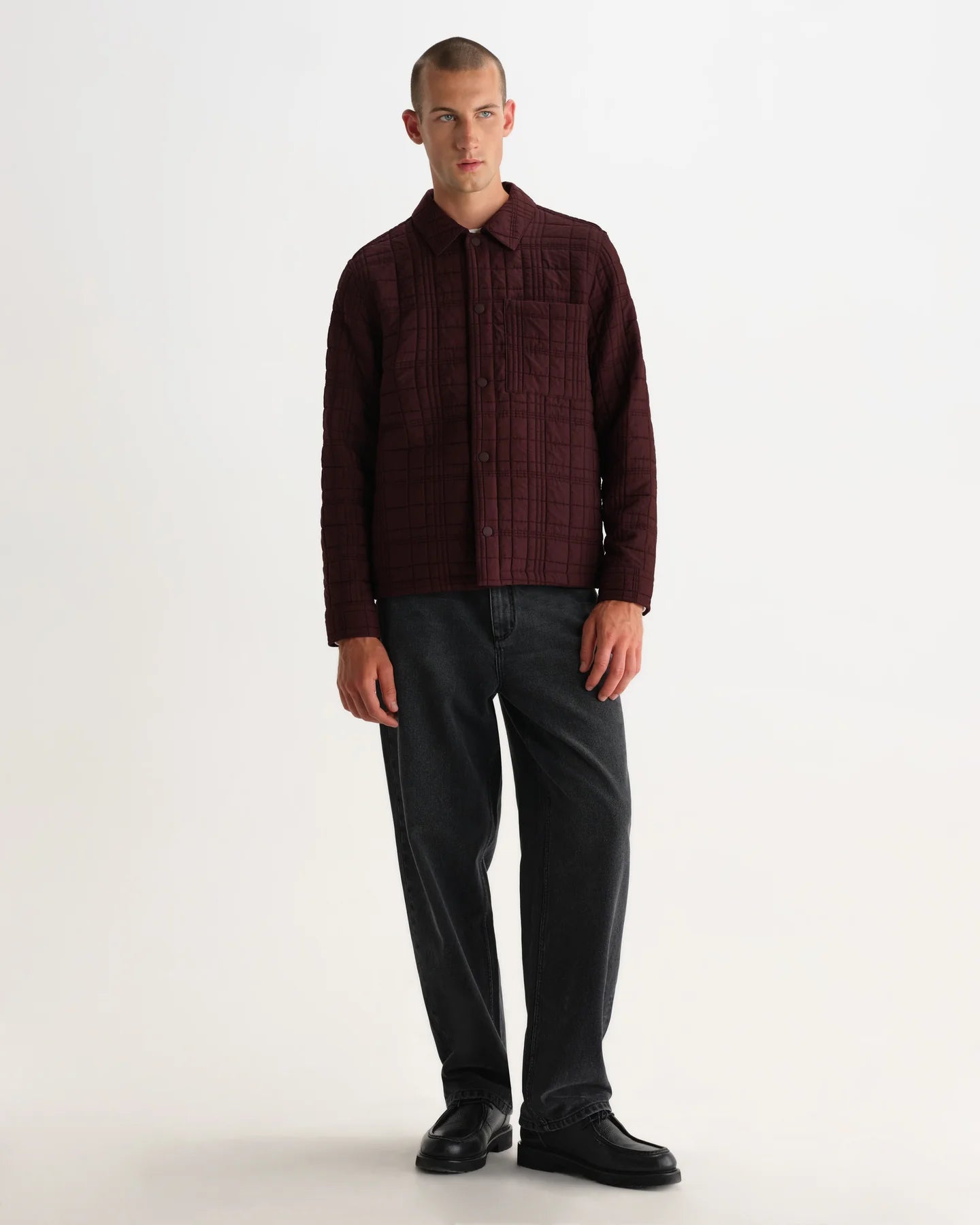 オーバーシャツ ROMER CHECK QUILTN (DARK BURGUNDY)