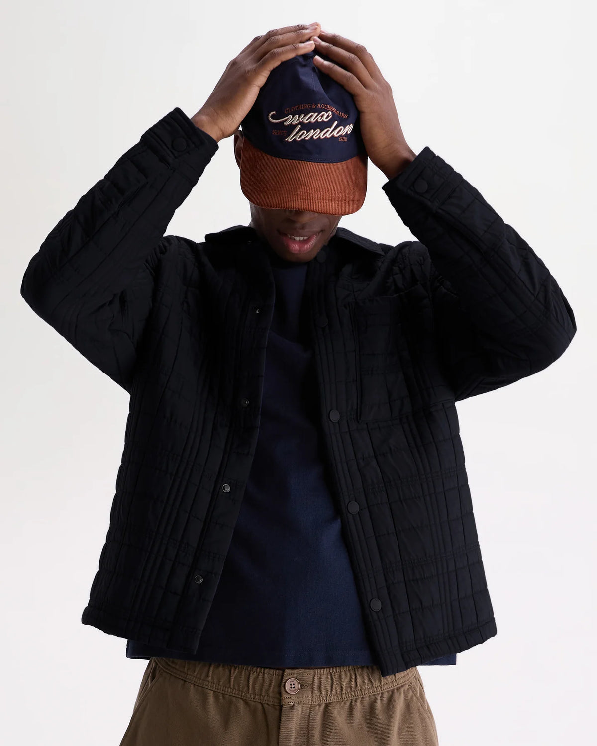 オーバーシャツ ROMER CHECK QUILTN (NAVY)