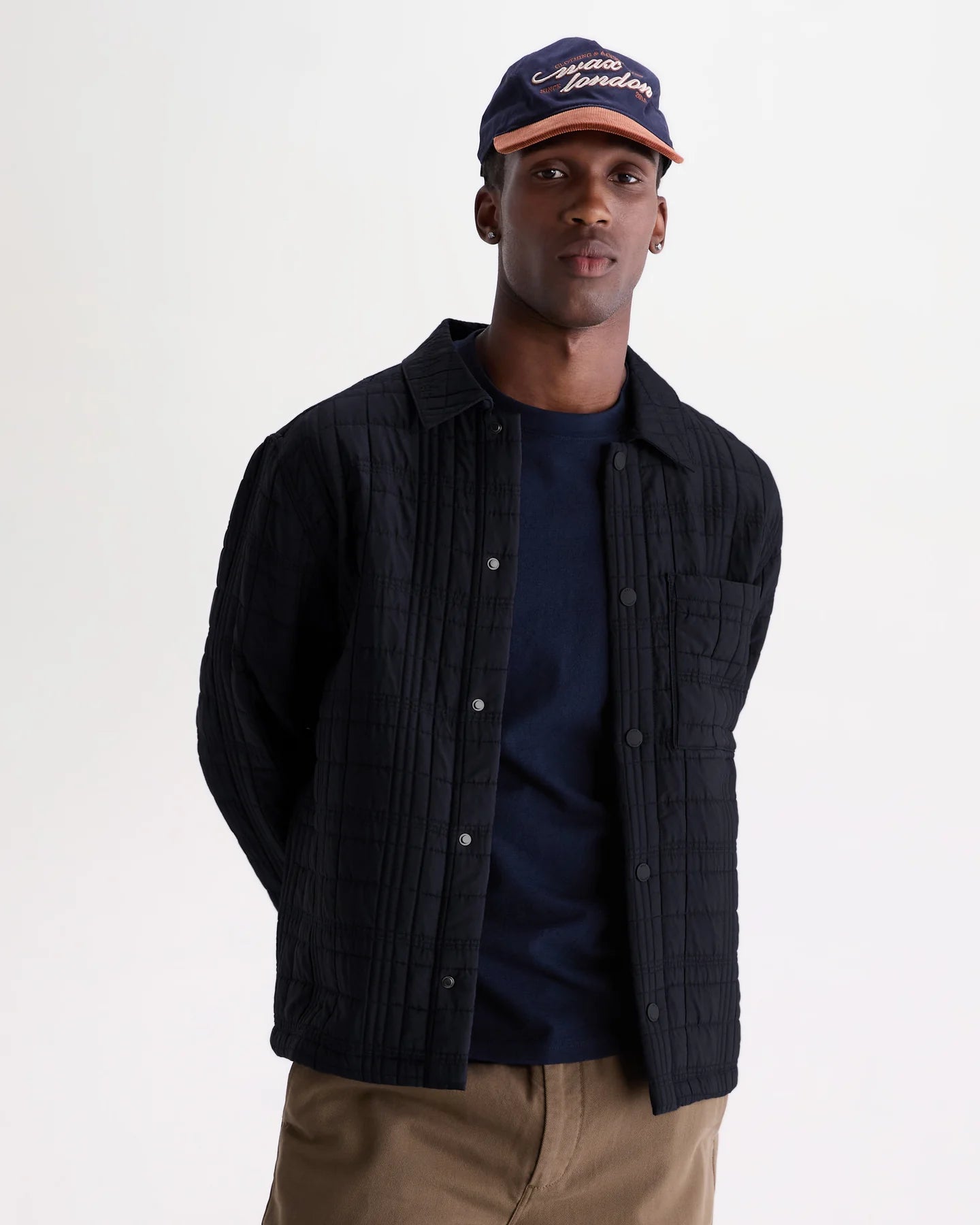 オーバーシャツ ROMER CHECK QUILTN (NAVY)