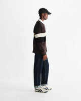 ラガーシャツ PANELLED LOOPBACK (BROWN/BLACK)