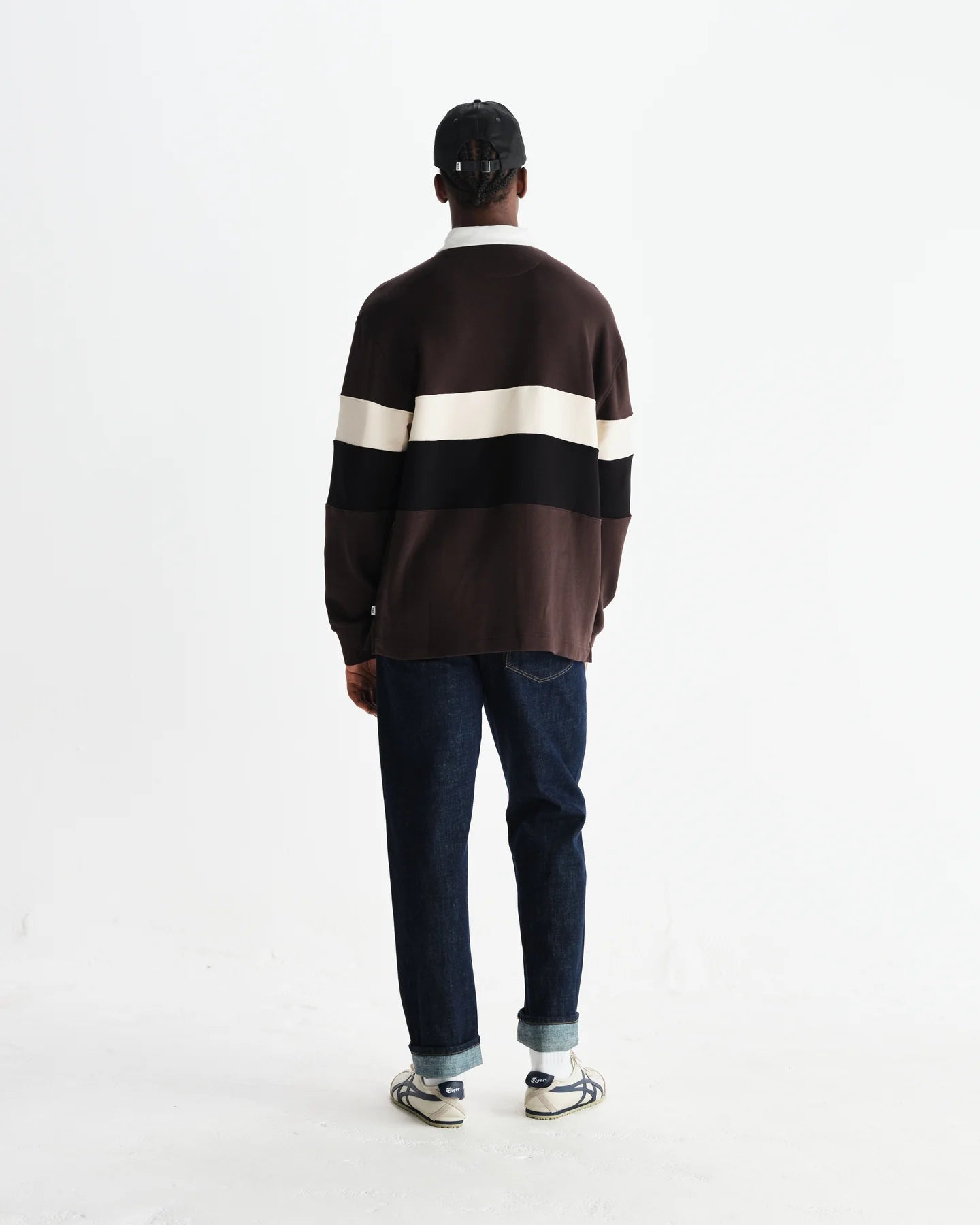 【予約】ラガーシャツ PANELLED LOOPBACK (BROWN/BLACK)