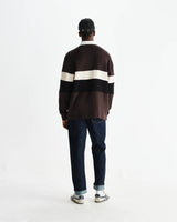 ラガーシャツ PANELLED LOOPBACK (BROWN/BLACK)
