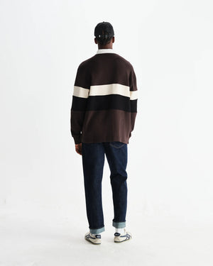 ラガーシャツ PANELLED LOOPBACK (BROWN/BLACK)