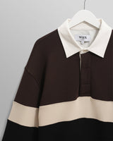 ラガーシャツ PANELLED LOOPBACK (BROWN/BLACK)
