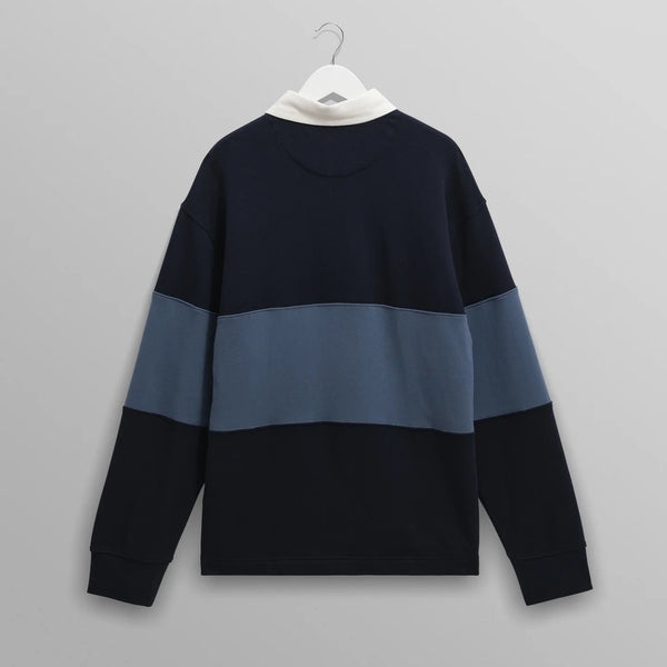 ラガーシャツ PANELLED LOOPBACK (NAVY/BLUE)