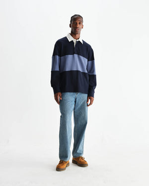ラガーシャツ PANELLED LOOPBACK (NAVY/BLUE)