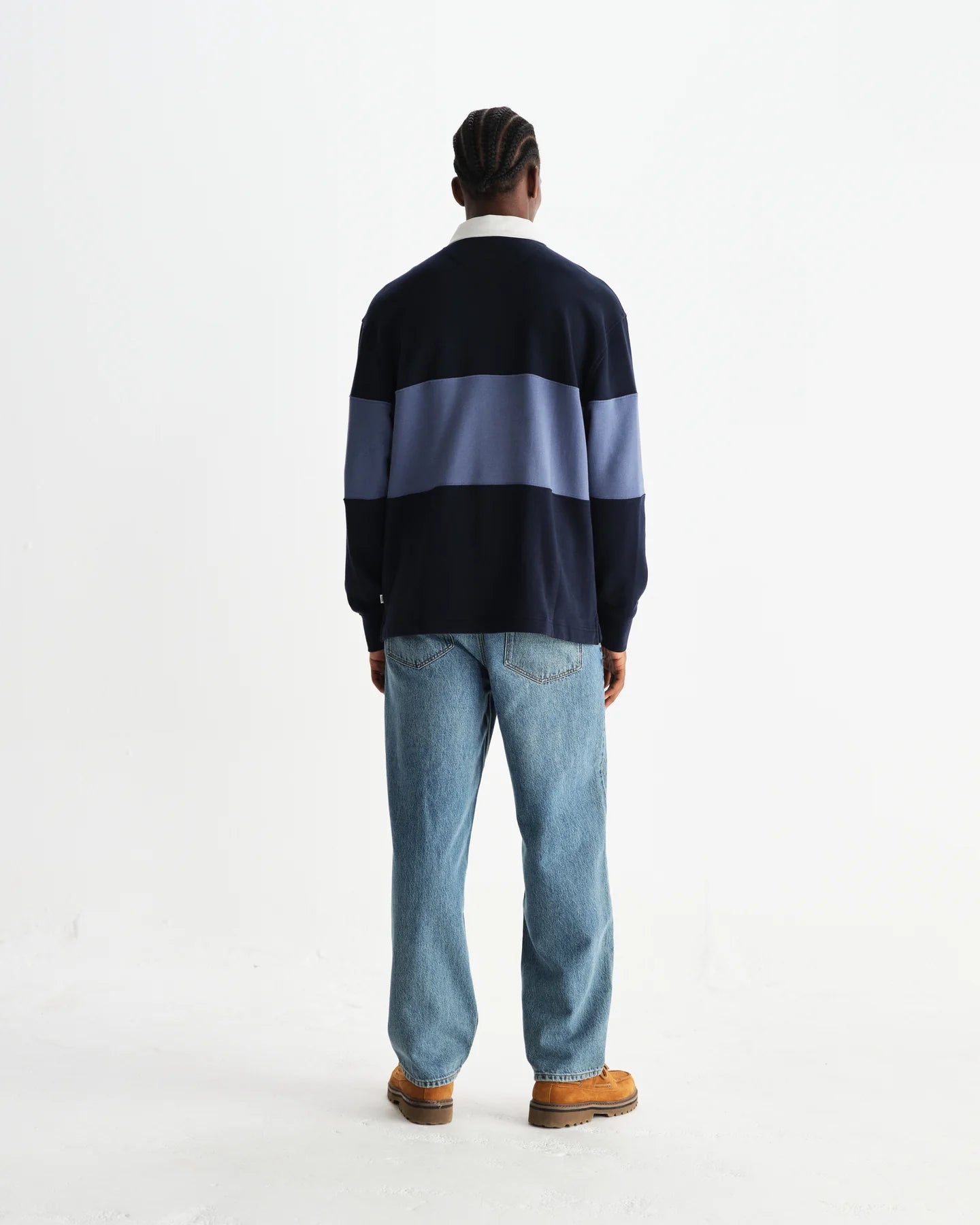【予約】ラガーシャツ PANELLED LOOPBACK (NAVY/BLUE)