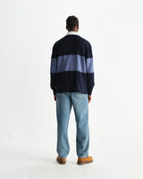 ラガーシャツ PANELLED LOOPBACK (NAVY/BLUE)