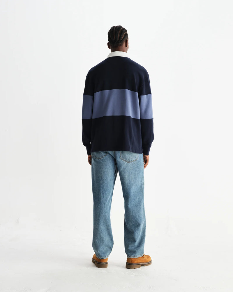 ラガーシャツ PANELLED LOOPBACK (NAVY/BLUE)