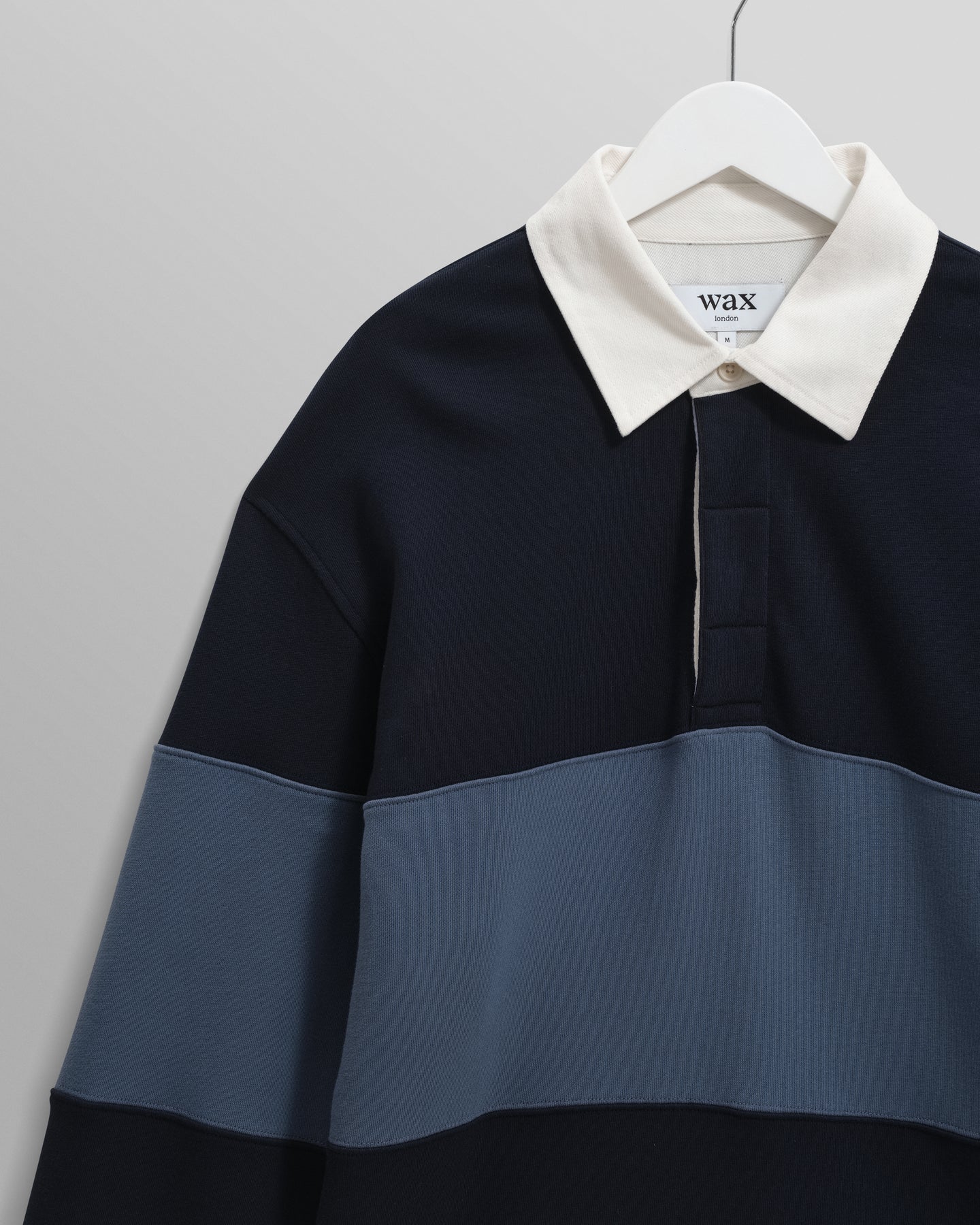 【予約】ラガーシャツ PANELLED LOOPBACK (NAVY/BLUE)