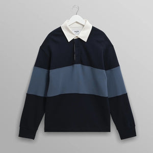 ラガーシャツ PANELLED LOOPBACK (NAVY/BLUE)