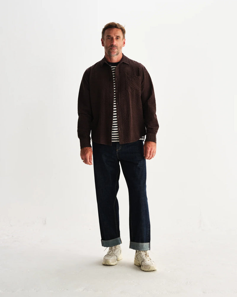 シェリーシャツ SEERSUCKER CORD (DARK BROWN)