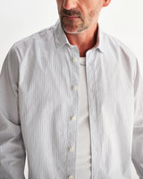 【予約】シェリーシャツ POPLIN FINE STRIPE (ECRU/BLUE)