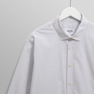 【予約】シェリーシャツ POPLIN FINE STRIPE (ECRU/BLUE)