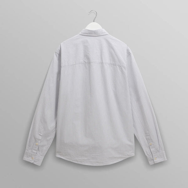 【予約】シェリーシャツ POPLIN FINE STRIPE (ECRU/BLUE)