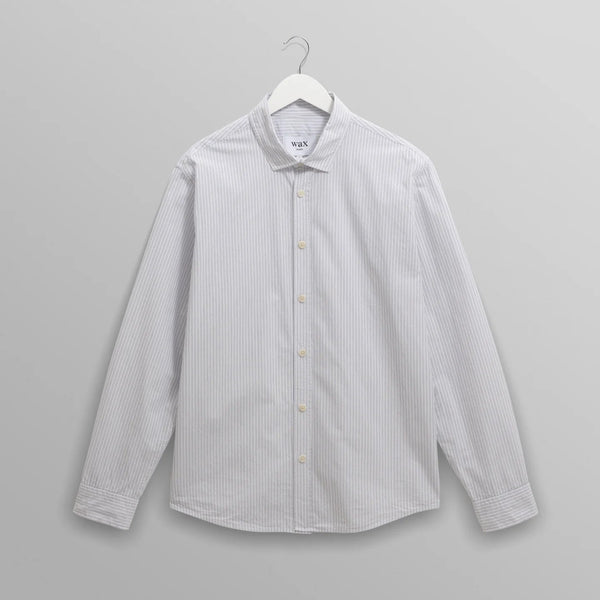 【予約】シェリーシャツ POPLIN FINE STRIPE (ECRU/BLUE)