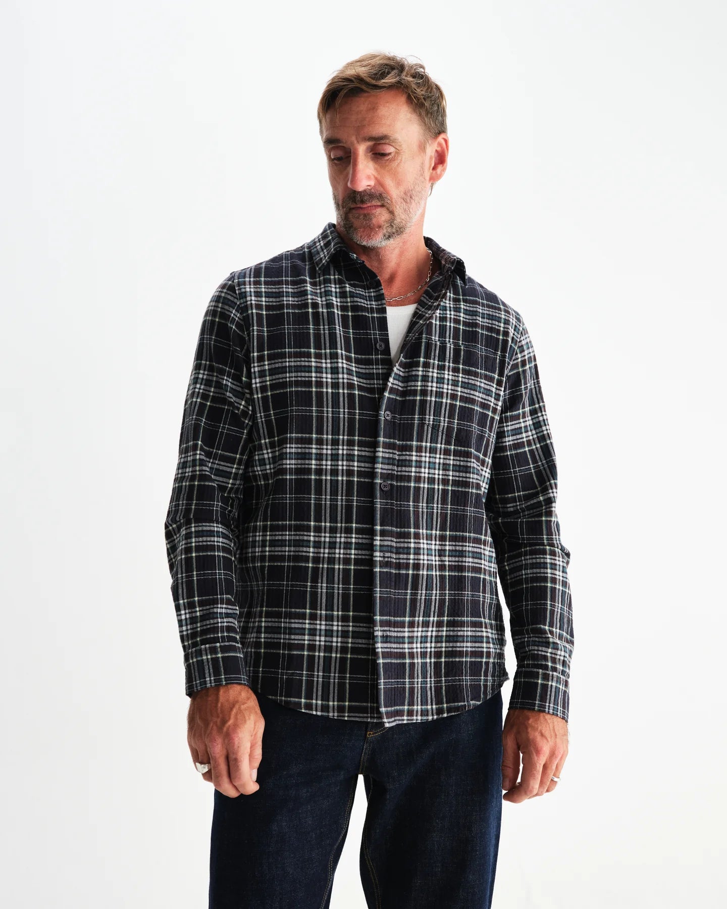 【予約】シェリーシャツ SEERSUCKER FLANNEL (NAVY/MULTI)