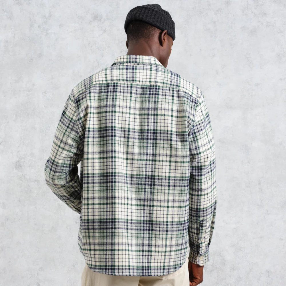 シェリーシャツ フランネル (NAVY/ GREEN) SHT-SHL-BJA-NGN ワックスロンドンwax london