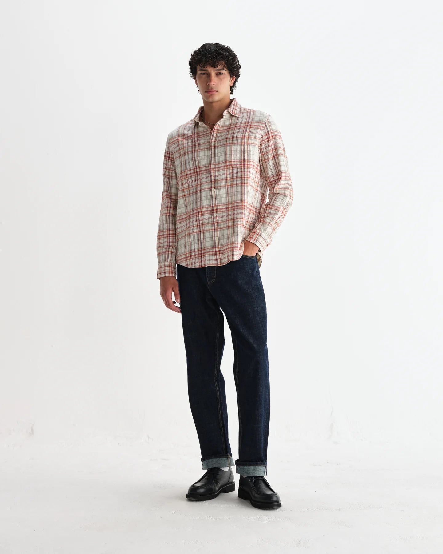【予約】シェリーシャツ SEERSUCKER FLANNNEL (RUST/MULTI)