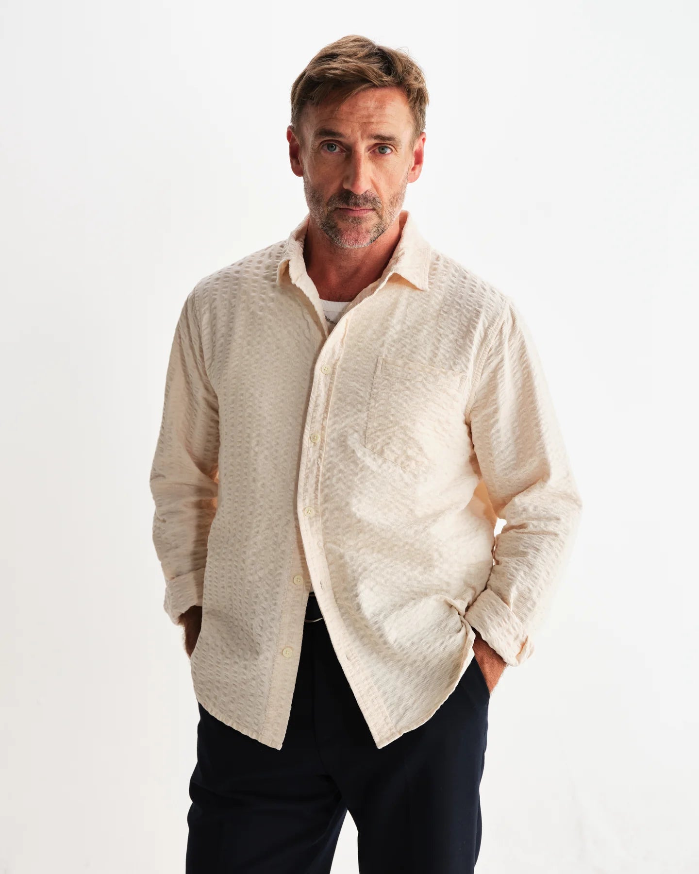 シェリーシャツ SEERSUCKER CORD (STONE) - グリニッジ オンラインストア