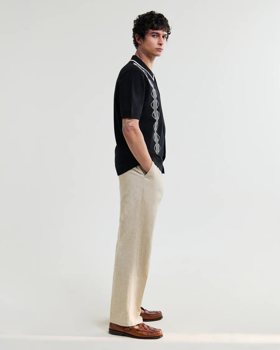 テラーロシャツ RETRO EMBROIDERY (BLACK/ECRU)