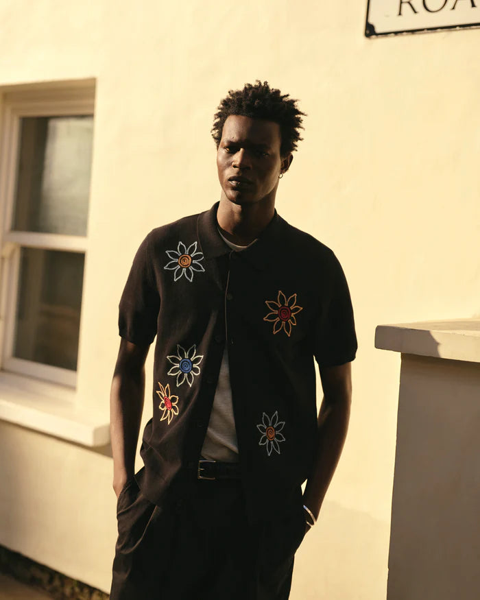 テラーロシャツ FLORAL EMBROIDERY (BLACK/MULTI)