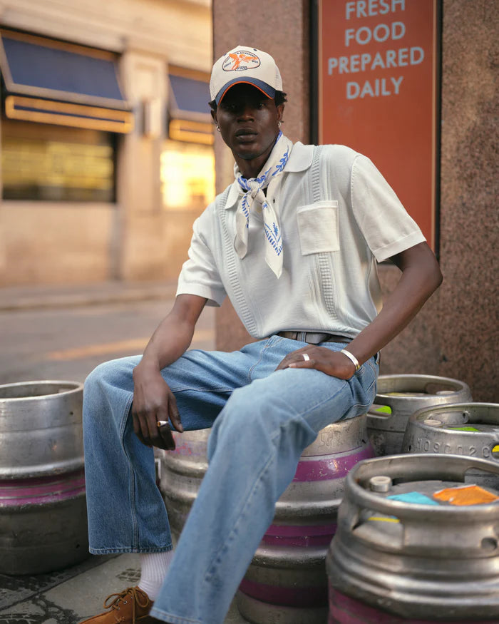 ポロシャツ RETRO STRIPE (PALE BLUE/ECRU)