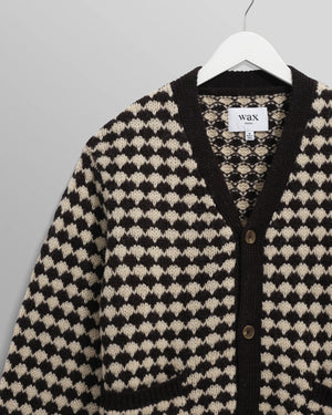 【予約】ウォーカーカーディガン BUBBLE KNIT (BLACK/ECRU)