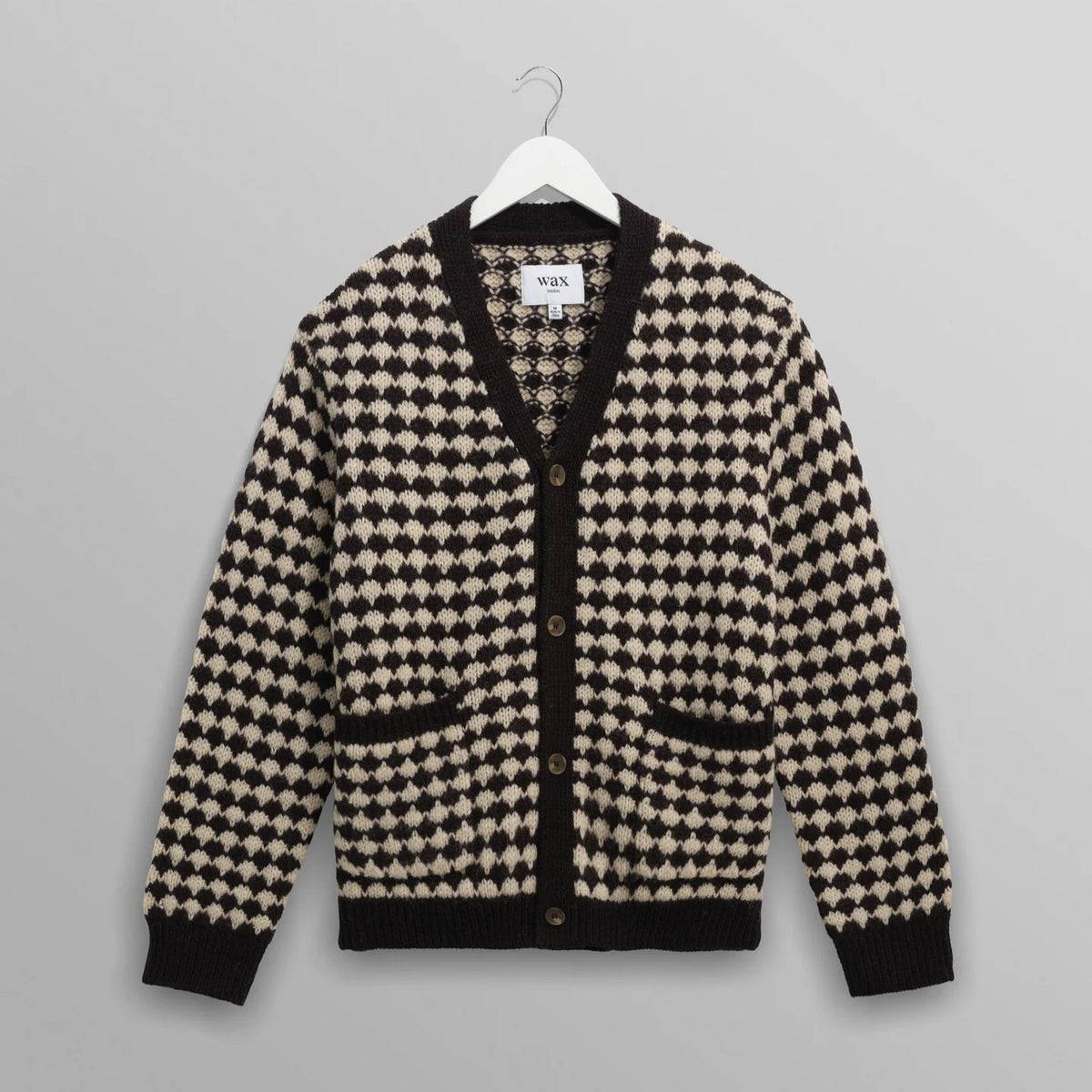 ウォーカーカーディガン BUBBLE KNIT (BLACK/ECRU)【ワックスロンドン 