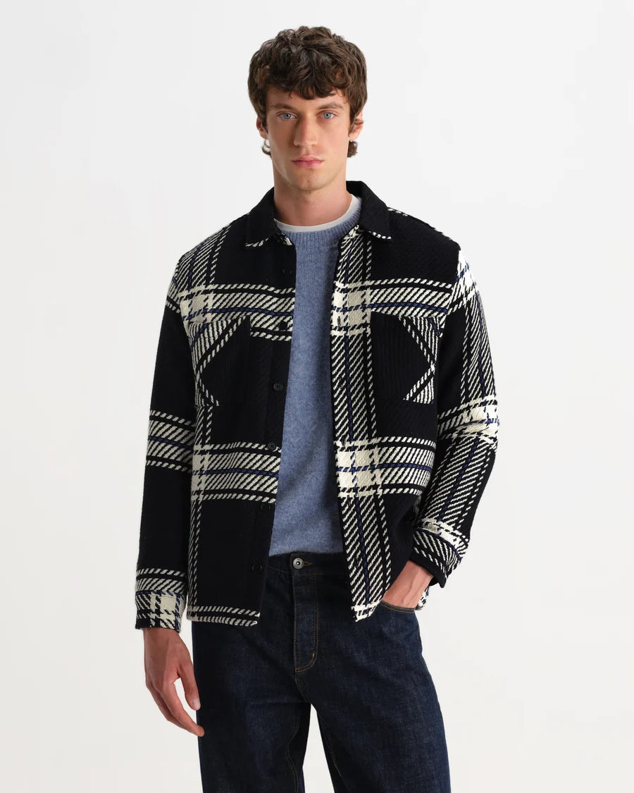 オーバーシャツ OVERSIZE GRID CHECK (BLACK/ECRU)