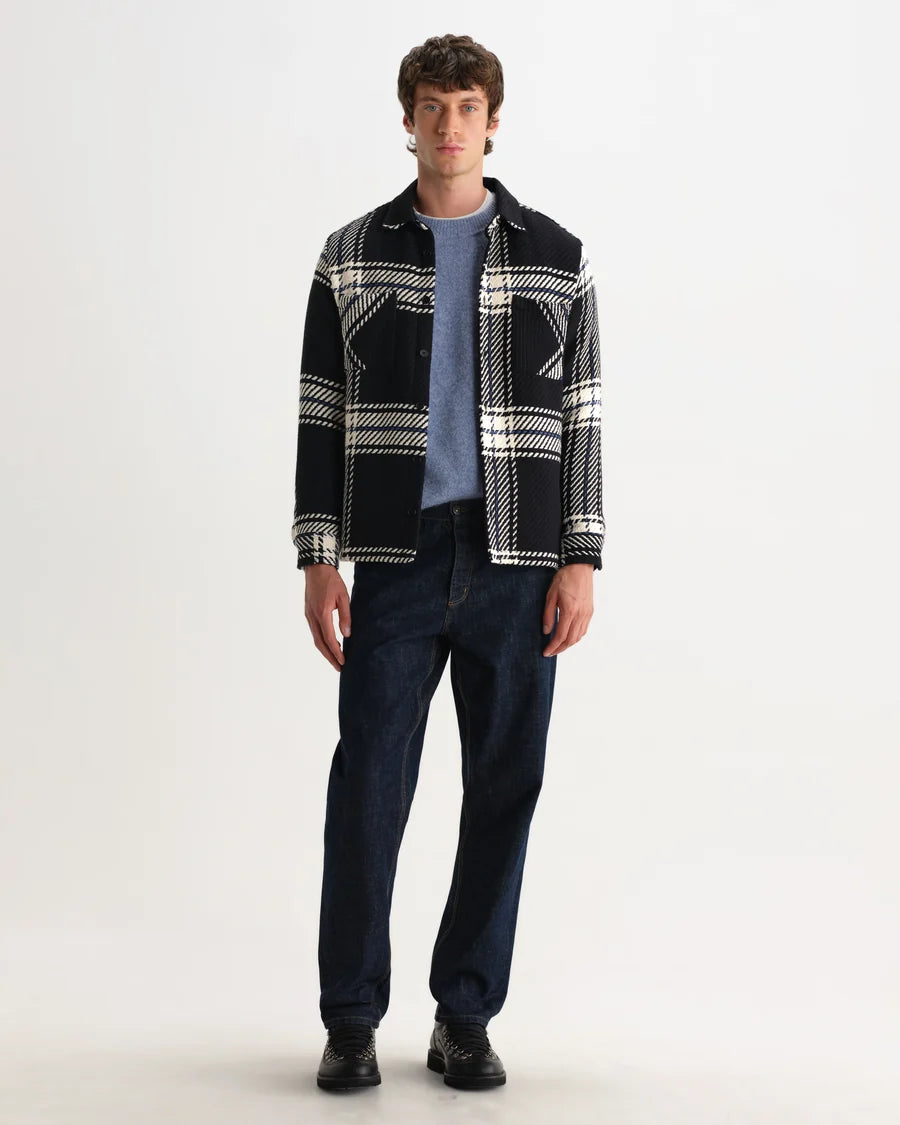 オーバーシャツ OVERSIZE GRID CHECK (BLACK/ECRU)